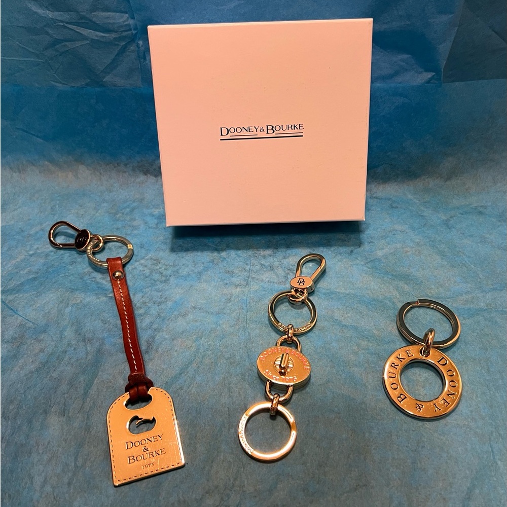 LOT of DOONEY & BOURKE KEY FOBS, RING, VALET, PURSE TIE-ON BRASS, 2 are NEW!